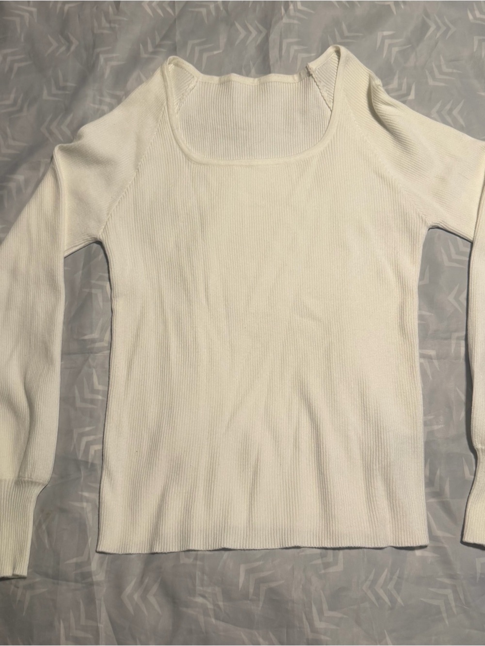 SHEIN Ivory Ribbed Scoop-Neck Sweater